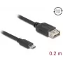 USB 2.0 Kabel DELOCK 81516 — Micro‑USB B auf USB A, 0,2 m, schwarz, vergoldete Kontakte