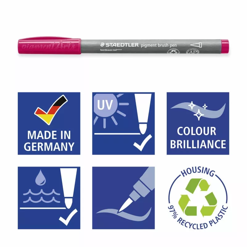 Staedtler Design Journey 371 BK4-2 Pigment-Pinselstift-Set, Lake Colors, 4-teilig