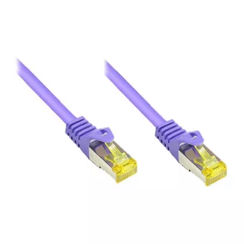 RJ45 Patchkabel mit Cat.7 Rohkabel und Rastnasenschutz (RNS®), S/FTP, PiMF, halogenfrei, 600MHz, OFC, Violett, 15m, Good Connections® (8070R-150V)