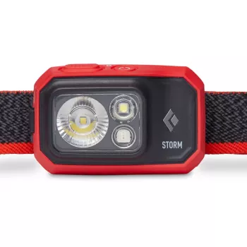 Black Diamond Storm 450 Stirnlampe mit schwarzem, rotem Stirnband