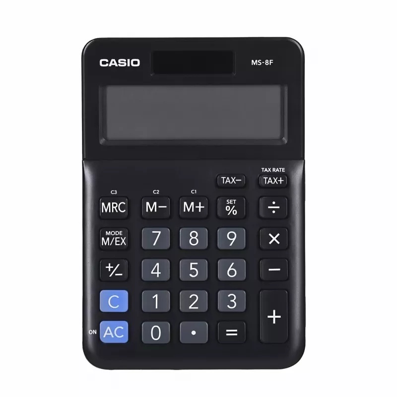 Casio MS-8F Tischrechner, einfach, 8-stellig, Batterie/Solar, schwarz