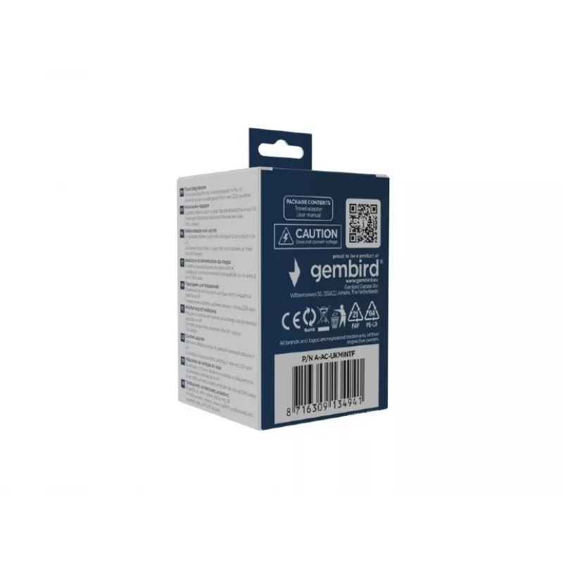 Gembird A-AC-UKMINTF World-to-UK-Netzadapterstecker, 10 A