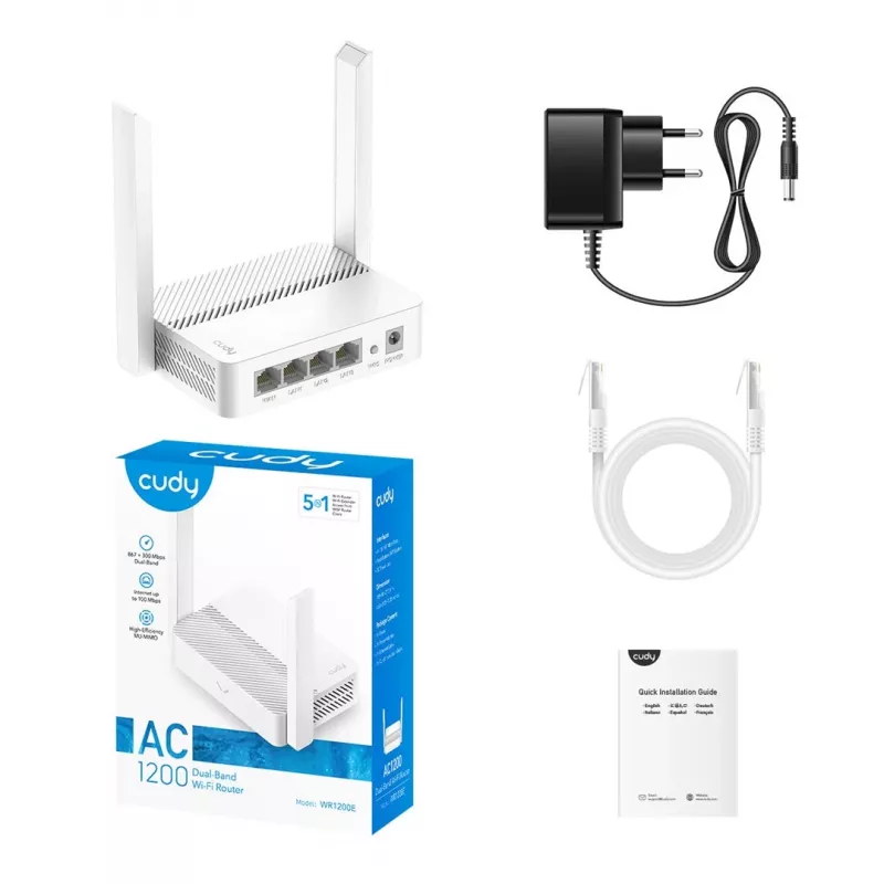 Cudy WR1200E WLAN-Router Fast Ethernet Dual-Band (2,4 GHz / 5 GHz) Weiß