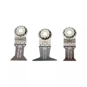 FEIN E-Cut Combo Starlock WOOD & METAL Sägeblatt-Set 35222967100, 3 Tauchsägeblätter (Long-Life 50 x 35 mm und 50 x 65 mm, Universal 55 x 44 mm), Starlock-Aufnahme