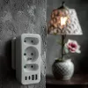 Power-Splitter MACLEAN MCE248 F/W — 3 AC-Steckdosen (1×16A, 2×6A) + 4×USB (2×A, 2×C PD 20W), EU-Stecker, weiß