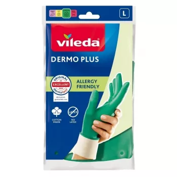 Vileda Dermo Plus ‘L’ Handschuhe Grün Baumwolle, Nitril