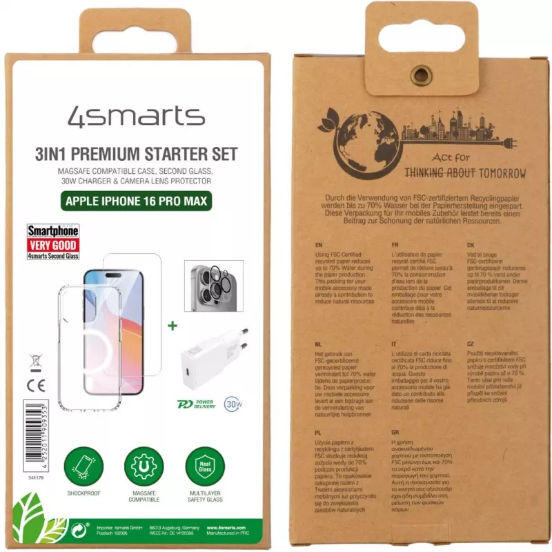 4smarts 3-in-1 Premium Starter-Set für Apple iPhone 16 Pro Max, MagSafe-kompatibel