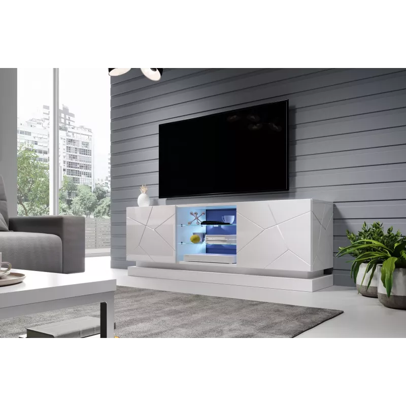 Cama Meble QIU 160 TV-Schrank, MDF, weiß Hochglanz