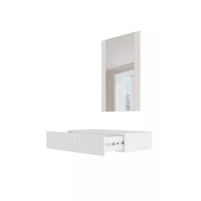 Schminktisch mit Spiegel cama meble PAFOS 80×41,6×100 cm, weiß matt, MDF-Rahmen, 1 Schublade