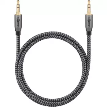 Plus Audio-Verbindungskabel AUX 3,5 mm Stereo (Schwarz/Silber, 2 Meter)