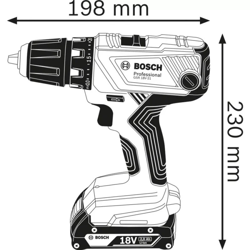 Bosch GSR 18V-21 Professional 06019H1008 Akku-Bohrschrauber, 18 V, 55 Nm, 13-mm-Bohrfutter, inkl. 2 Akkus, blau/schwarz