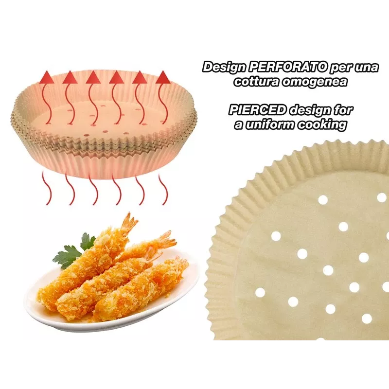 Beper C103ACC001 Backpapier-Einlagen für Heißluftfritteuse, 20 cm, 100 Stk.