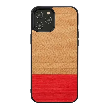 Handyhülle man and wood für iPhone 12 / 12 Pro – Fischgrät Azalea Schwarz