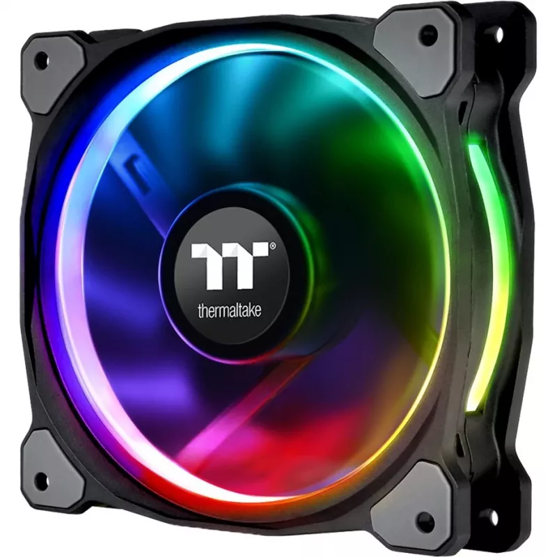 Thermaltake Riing Plus 14 LED RGB Radiator-Lüfter TT Premium Edition CL-F056-PL14SW-A, 140 mm, 3er-Pack mit Controller, Schwarz