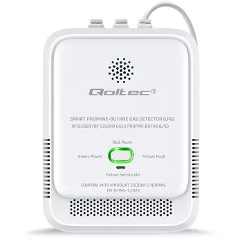 Gaslecksensor QOLTEC 52652 — Propan/Butan (LPG) Detektor, 85 dB Alarm, LED-Anzeige