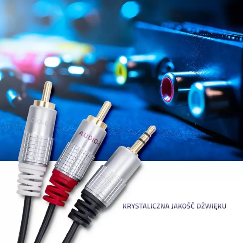 Audiokabel Qoltec 52339 1m 2x Cinch 3,5 mm Schwarz