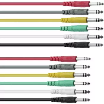 OMNITRONIC Klinken-Patchkabel 6,3 mm Stereo, 6x 0,9 m