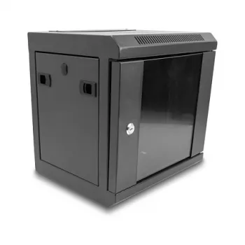 DeLOCK 43417 10-Zoll-Netzwerkschrank 6U mit Glastür, Schwarz