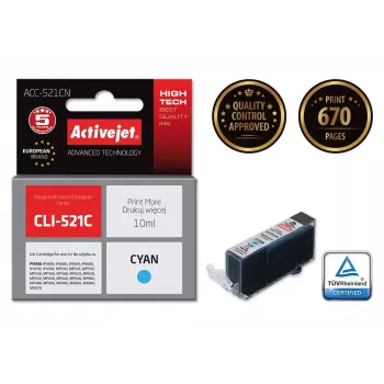 Activejet ACC-521CN Tinte, Ersatz für Canon CLI-521C, Supreme, 10 ml, cyan