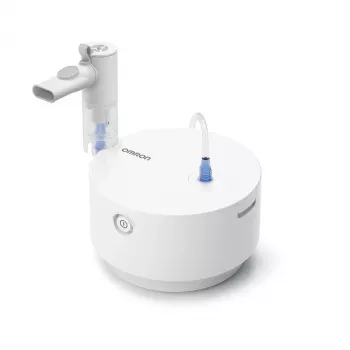 Tischvernebler Omron C28P mit 10 ml/min Kapazität, 2,65 µm Partikelgröße, weiß, Maße 265×195×143 mm