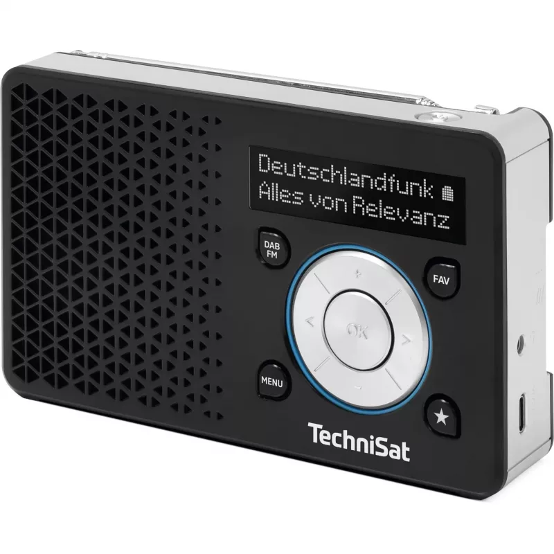 TechniSat DigitRadio 1 A 0100/4997 Digitalradio, DAB+/UKW, RDS, 40 Senderspeicher, ASA-Warnfunktion, Schwarz/Silber