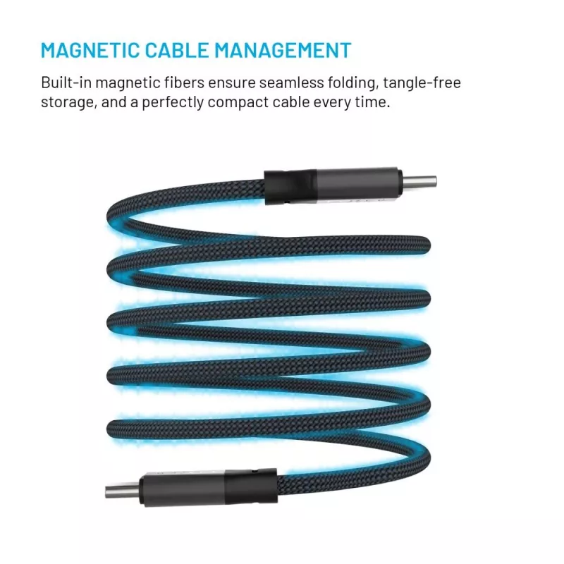 Magnetisches geflochtenes USB-C-auf-USB-C-Kabel FIXED FIXDBM-CC2-GR, USB 2.0, geflochtener Mantel, feste Länge, grau