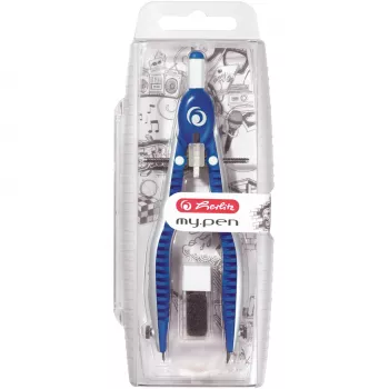 Herlitz my.pen Quick-Adjust Zirkel, Blau/Weiß