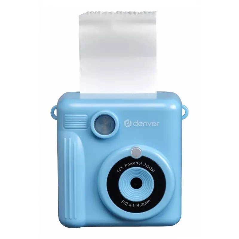 Denver KPC-1363BU Kinder-Sofortdruckkamera Dino mit Thermodrucker, 20 MP, Blau