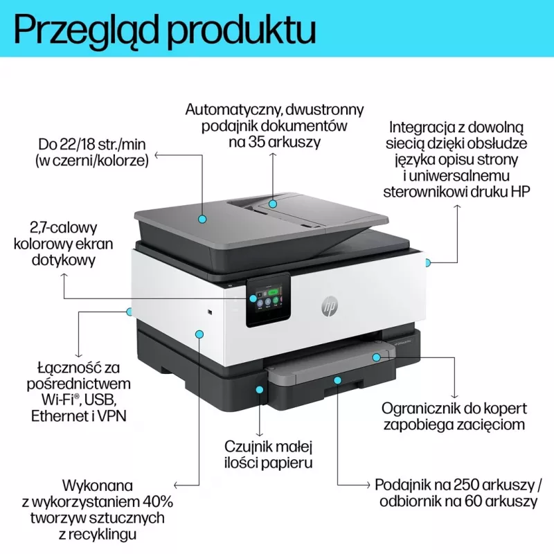 HP OfficeJet Pro 9120b Kabelloser All-in-One Farbdrucker, Duplexdruck; Kopierer, Scanner