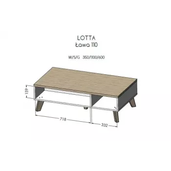 Cama LOTTA 110 Couchtisch Wotan-Eiche/mat schwarz