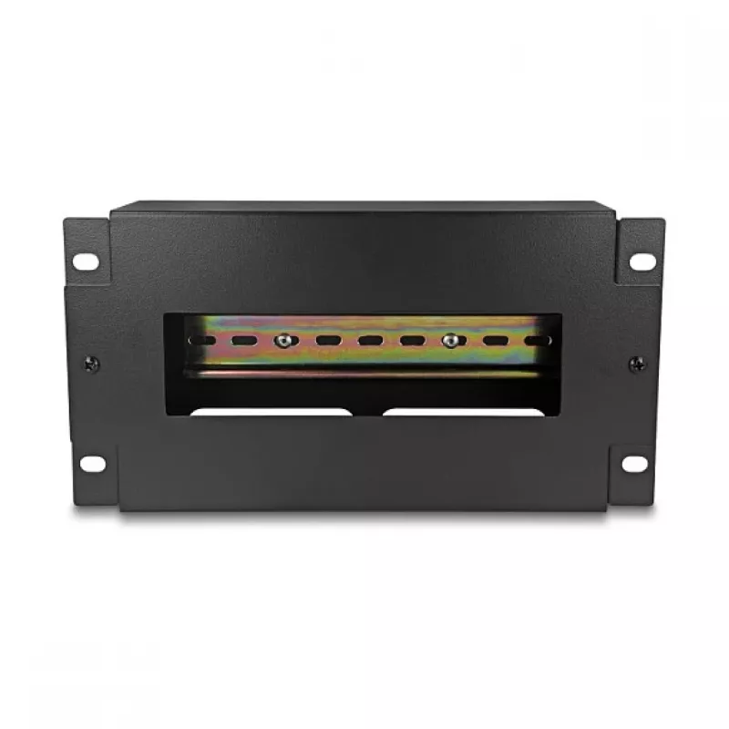 Delock 67320 10" Leitungsschutzschalterleiste mit Abdeckung und DIN-Schiene, 3U, Metall, Schwarz