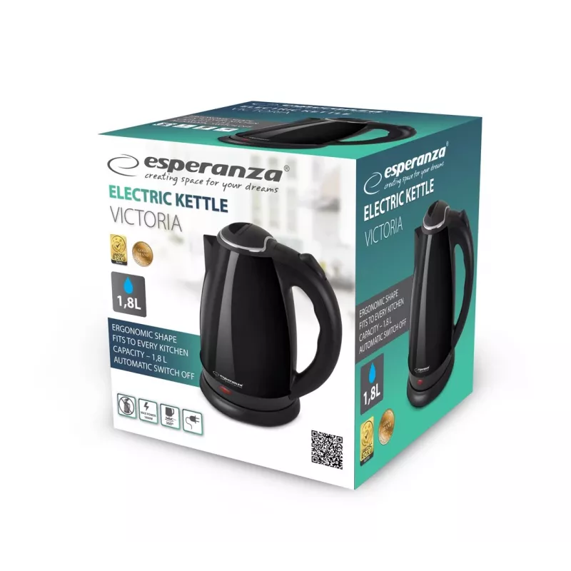 Esperanza EKK113K Victoria Wasserkocher, 1,8 l, schwarz