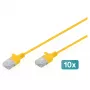 Patchkabel CAT6 U-UTP schlank, DIGITUS DK-1618-005S-Y-10, 0,5 m, gelb, 10er-Pack