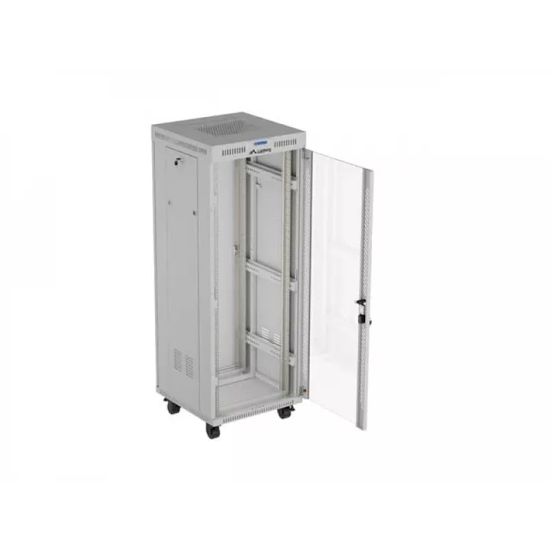 LANBERG 19 Zoll 32U Stand-Rack-Schrank 600×600 mm Grau mit perforierten Türen und LCD (flach Pack)
