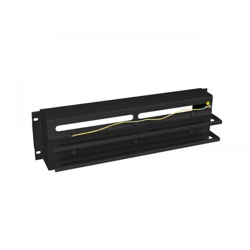 Lanberg AK-VDP103-B 19-Zoll 3U Spannungsverteilerfeld mit DIN-Schiene TS-35, Schwarz