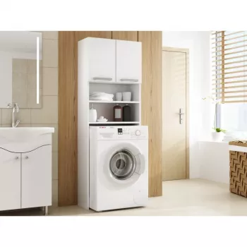 Badezimmerschrank Top e Shop PRALKA POLA BIEL — Weiß, freistehend, 4 Einlegeböden, 640×300×1830 mm