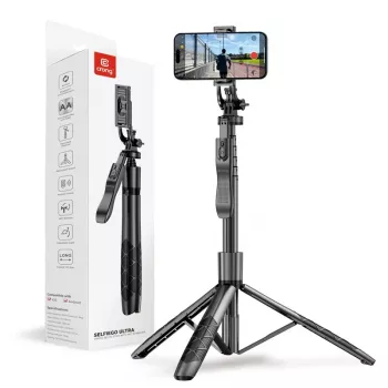 Stativ-Selfie-Stick Crong CRGSGU1BLK Aluminium Bluetooth mit klappbaren Beinen und Handyhalterung