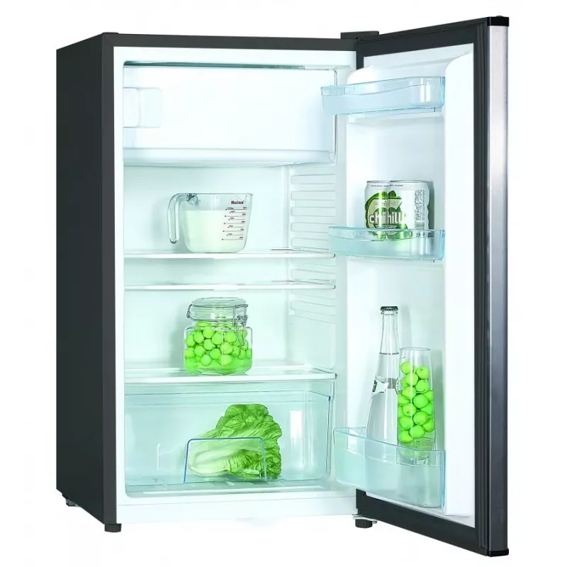 Freistehender Kühlschrank MPM 112-CJ-16/AA — 82 L Gesamt, 69 L Kühlteil, 11 L Gefrierteil, grau, 480×500×840 mm, wechselbarer Türanschlag, Klasse E