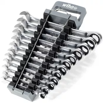 Wiha 44665 (30391) Ringratschen-Gabelschlüssel-Set, 12-teilig, metrisch 8–19 mm