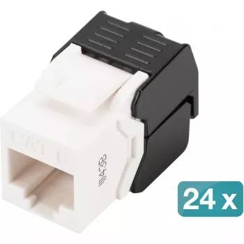 Digitus CAT 6 Keystone Jack ungeschirmt 24 Stück Flach Schwarz Weiß RJ-45