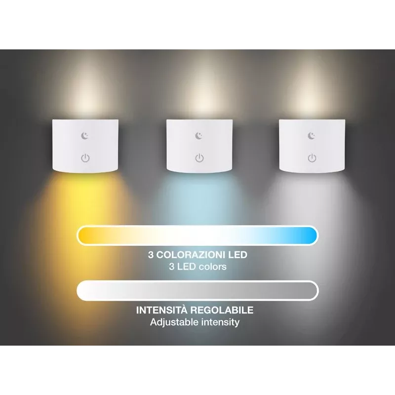 Beper P201UTP305 aufladbare höhenverstellbare LED-Lampe, stehend und wandmontierbar, 2,3 W, dimmbar, weiß