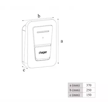 Wandmontierte EV-Ladestation Hager witty one 11 kW 3-phasig mit Typ-2-Stecker, RFID, Bluetooth, 4,5 m Kabel, IP55, IK10