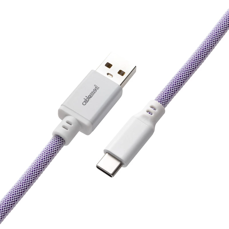 CableMod Classic Coiled CM-CKCA-CW-PW150PW-R Spiral-Tastaturkabel, USB-C auf USB-A, 150 cm, Rum Raisin