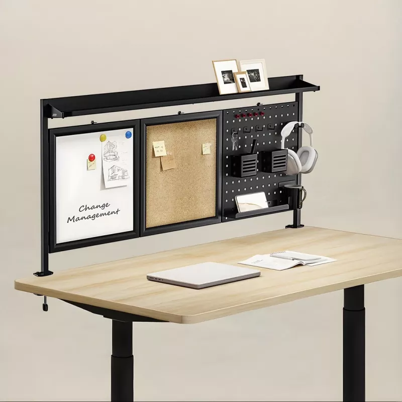 Ergo Office ER-300 B Tischtrennwand / Organizer, 1295 x 242 x 726 mm, Stahl, max. Belastung 10 kg, Schwarz