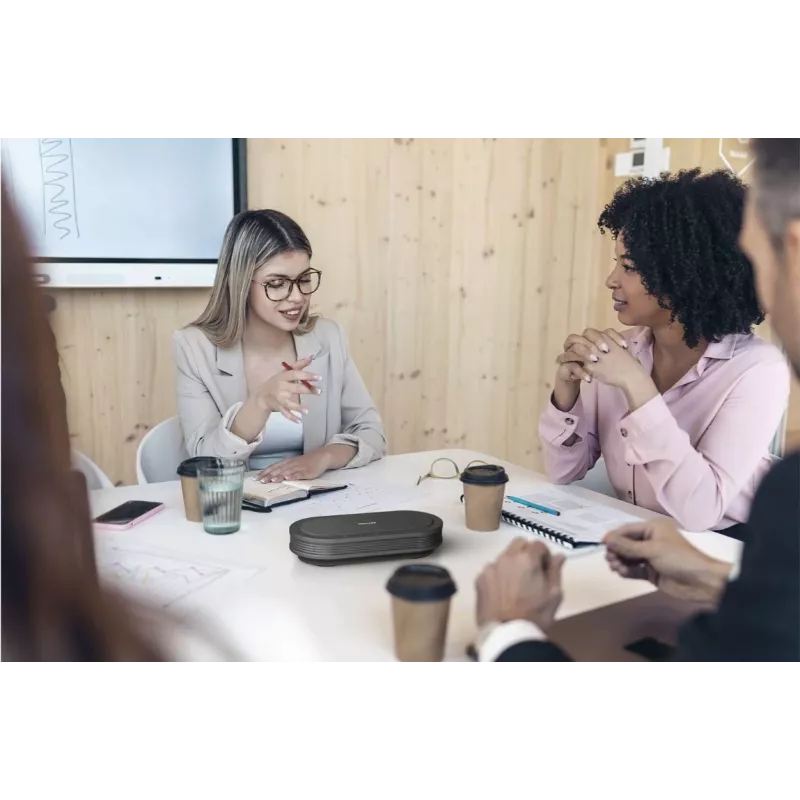 Philips PSE0501 Smart Meeting kabelloses Konferenzmikrofon mit Meeting-Assistent Sembly, USB-C, Schwarz/Grau