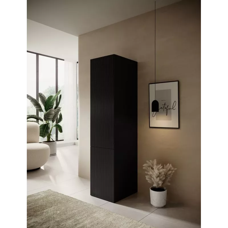 Kleiderschrank cama meble PAFOS 1D, 45×55,5×198,5 cm, Schwarz matt, 4 Einlegeböden