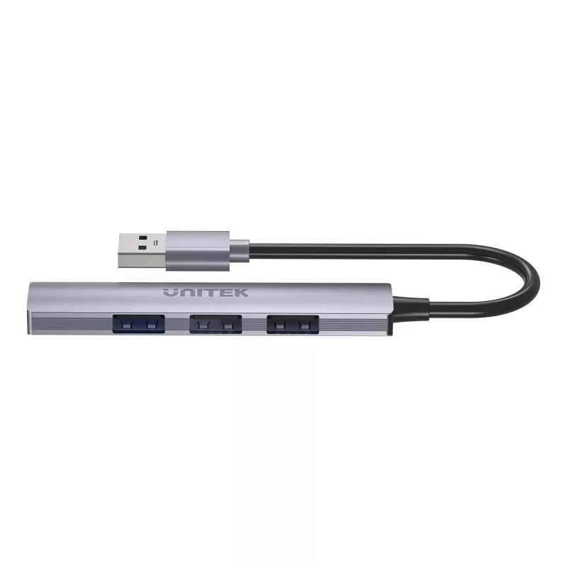 Unitek H1208A USB-A-Hub, 4 Ports (1x USB-A 5 Gbit/s, 3x USB-A 2.0), Aluminium, Silber