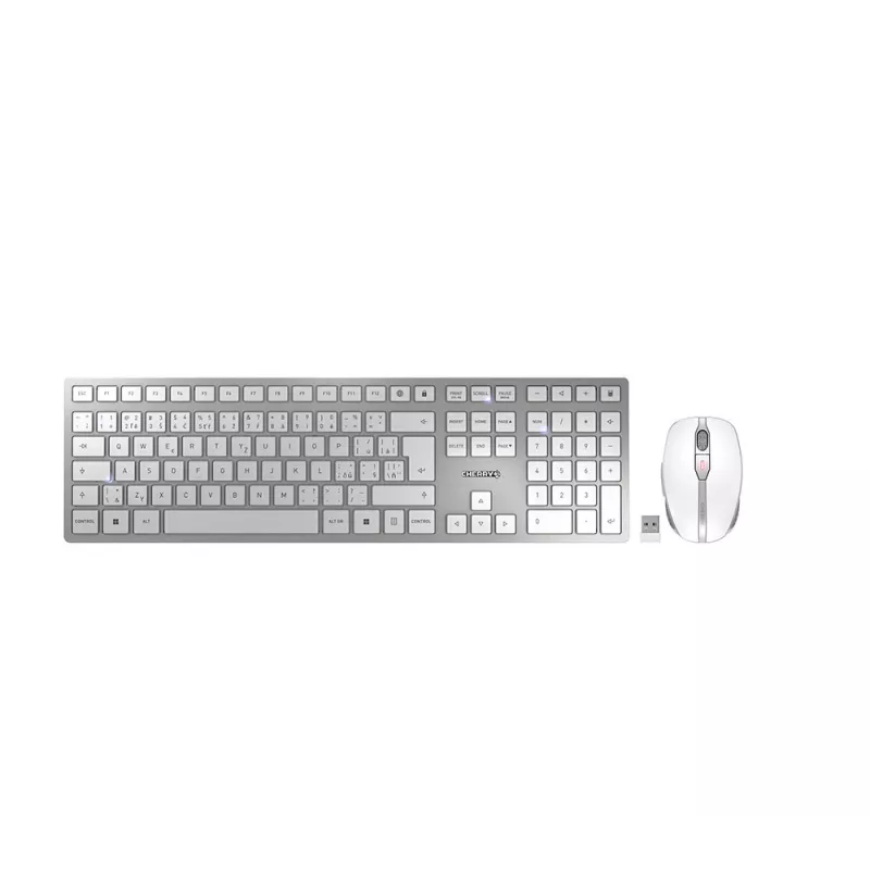 CHERRY DW 9100 schlank Tastatur Maus enthalten Universal RF Wireless + Bluetooth Tschechisch, Slowakisch Silber