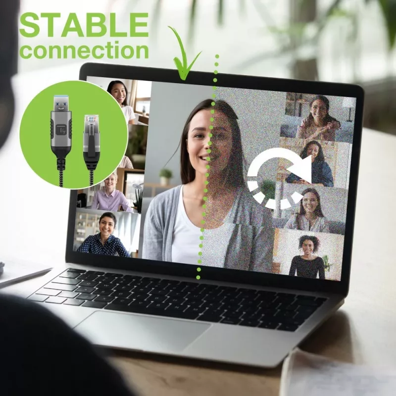 Techly ICOC U3A-RJ45-010 USB-A auf Gigabit Ethernet Adapterkabel, 1 m, Schwarz/Silber