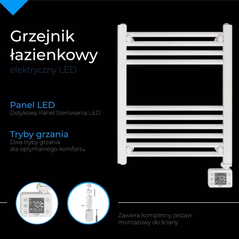 LED Elektrischer Badezimmerheizkörper | AD 7823 | Heizkörper | 400 W | Weiß | IP24